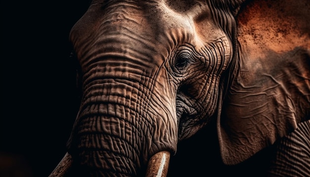 Grande elefante africano da vicino che guarda la fotocamera generata dall'intelligenza artificiale