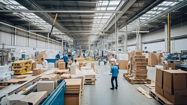 Grande fabbrica industriale Produzione di macchine agricole Lavoratori e attrezzature tecniche in wo.