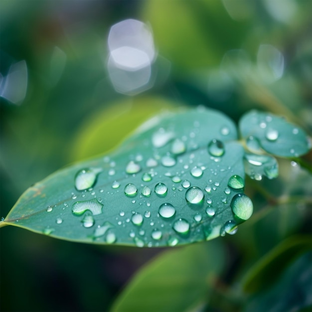 Grande goccia d'acqua riflette l'ambiente natura sorgente