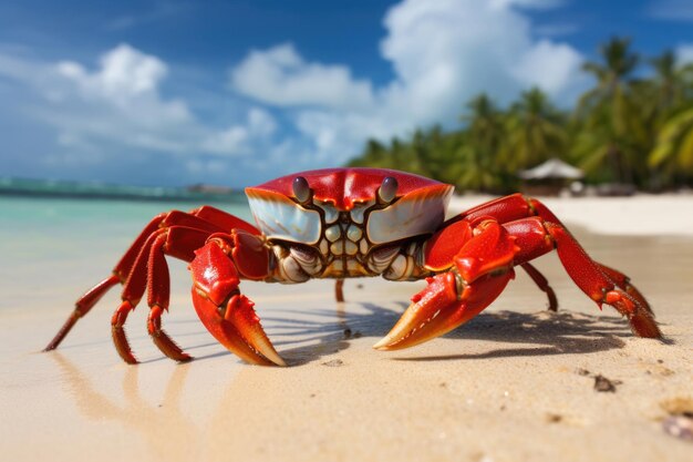 Grande granchio rosso sulla costa