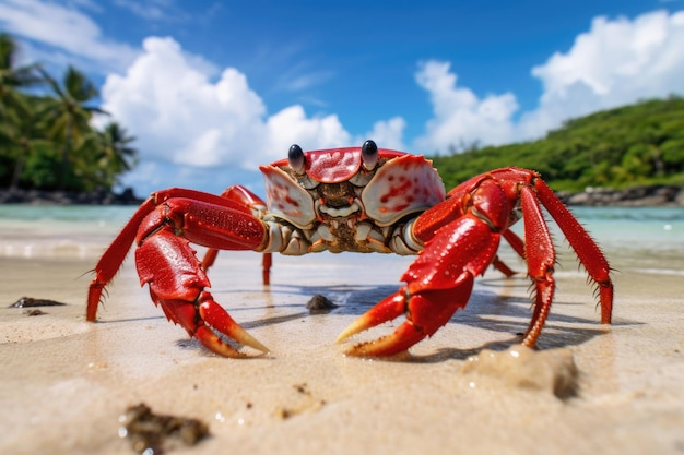 Grande granchio rosso sulla costa