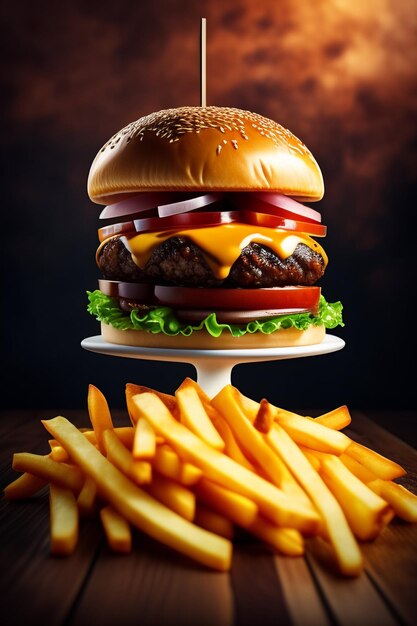 Grande hamburger delizioso e succoso immagine generata dall'AI