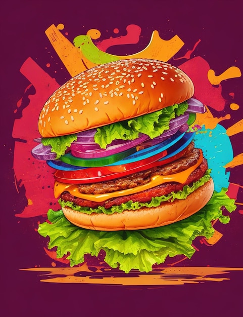 Grande Hamburger su sfondo rosso