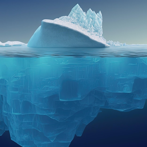 Grande iceberg nel mezzo dell'oceano Perfette acque cristalline Conservazione ed ecologia