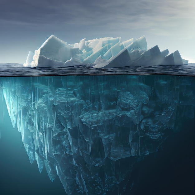 Grande iceberg nel mezzo dell'oceano Perfette acque cristalline Conservazione ed ecologia