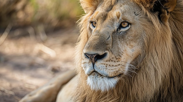 grande leone maschio Ritratto da animale Ritratto di un forte leone maschio AI Generativo