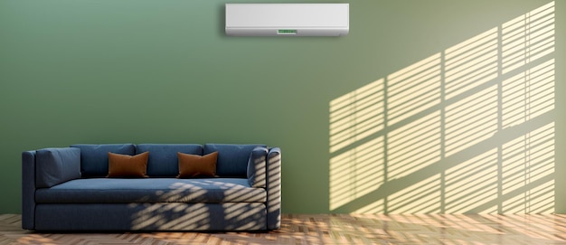 grande lusso interni moderni luminosi soggiorno con aria condizionata mockup illustrazione rendering 3D