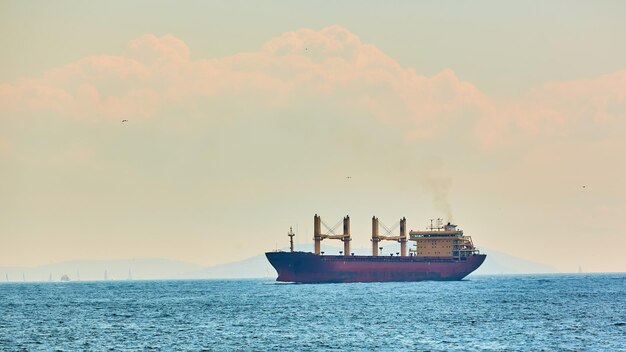 Grande nave da carico nello stretto del Bosforo Istanbul Turchia