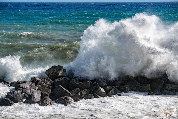 Grande onda della tempesta costiera della tempesta di mare