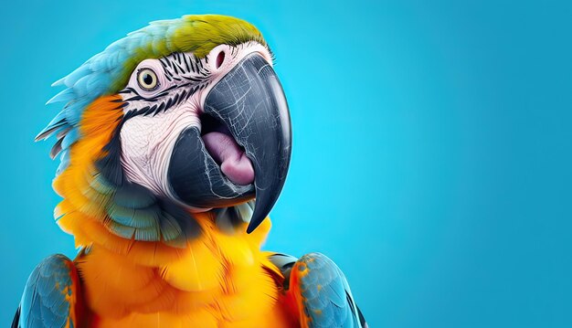 grande pappagallo macao colorato su uno sfondo blu