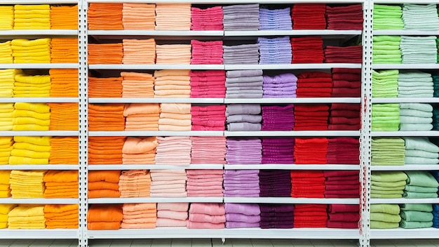 Grande pila di asciugamani colorati