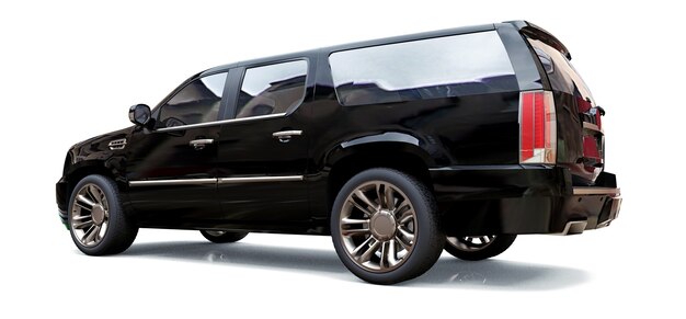 Grande SUV premium nero su sfondo bianco. illustrazione 3D.