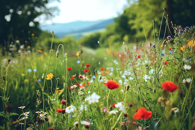 Grande vista panoramica di bellissime colline primaverili paesaggio con campi colorati cielo giorno di sole