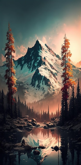 Grandi e belle montagne e foreste