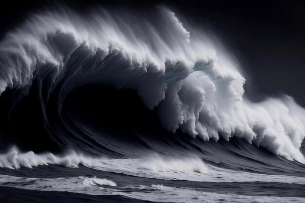 Grandi onde dell'oceano in bianco e nero