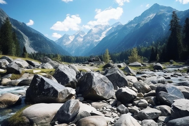 Grandi rocce si trovano tra le montagne