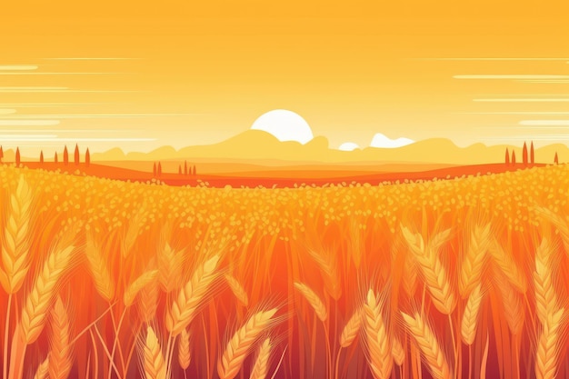 Grandi spine di grano di un campo Illustrazione bella foto Generative AI