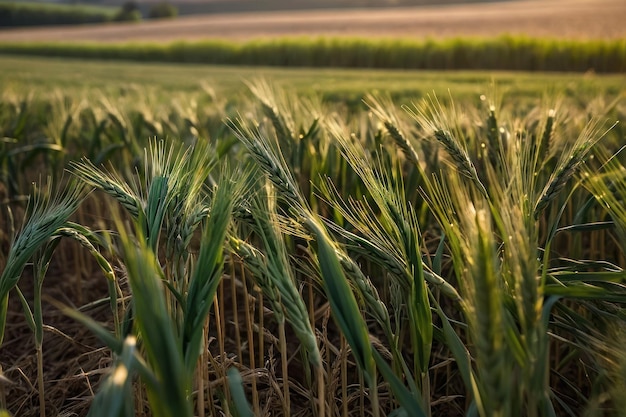 Grano appena cresciuto in un campo