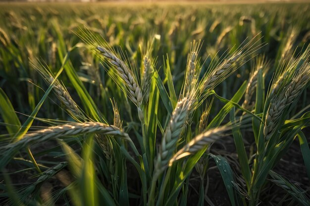 Grano appena cresciuto in un campo