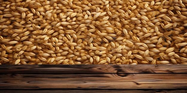 Grano d'orzo contro uno sfondo di legno