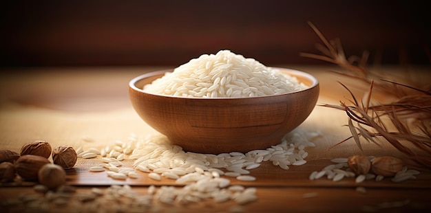 Grano di riso puro in piastra di legno