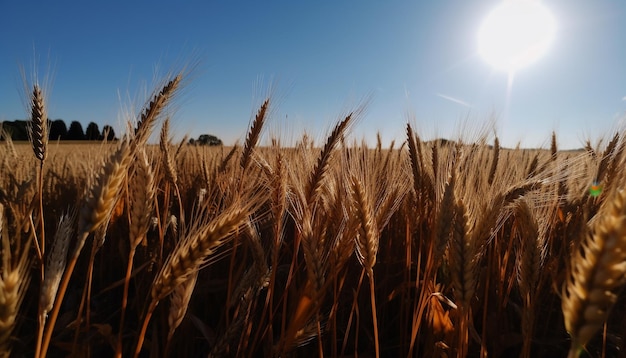 Grano dorato e orzo nel prato rurale generato dall'IA