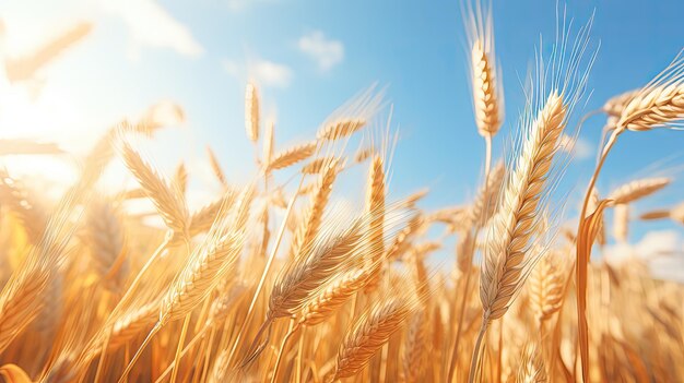 Grano giallo dorato maturo nel campo autunnale