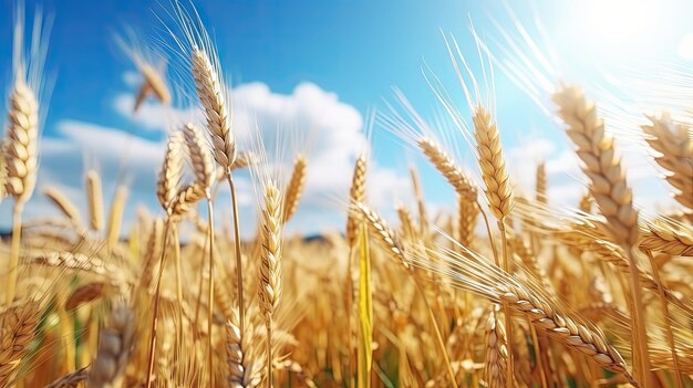 Grano giallo dorato maturo nel campo autunnale