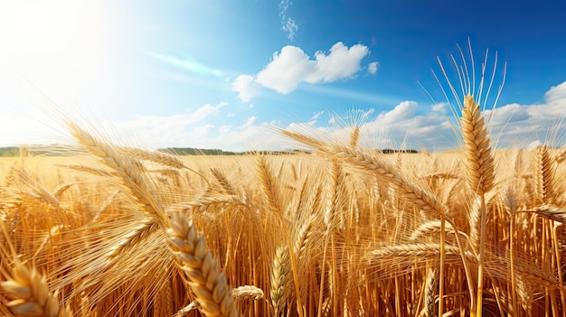 Grano giallo dorato maturo nel campo autunnale