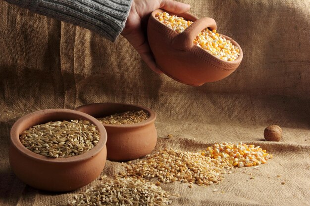 grano in vaso di terracotta