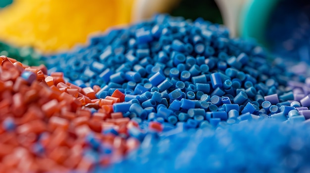 Granuli di polimeri di plastica colorati, pellets di qualità industriale