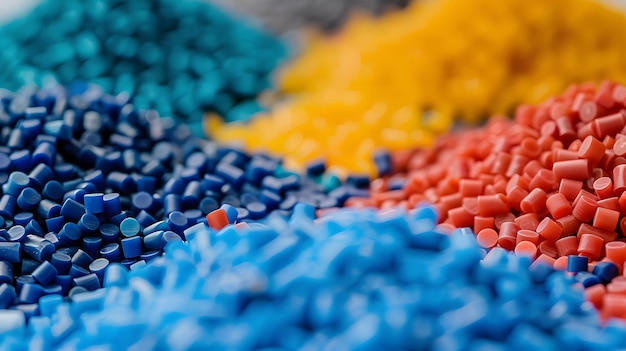 Granuli di polimeri di plastica colorati, pellets di qualità industriale