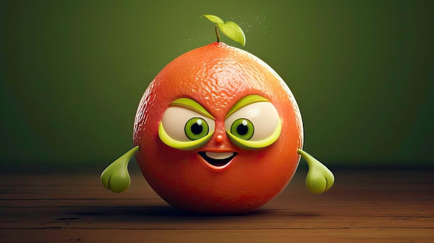 Grapefruit divertente con un'illustrazione sorridente generata dall'AI