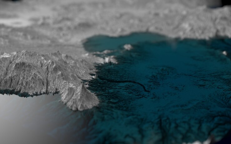 Graphic landscape, casual depiction of islands in the ocean