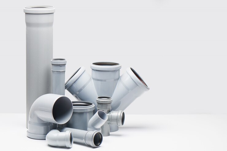 Gray polypropylene tubes on a white background