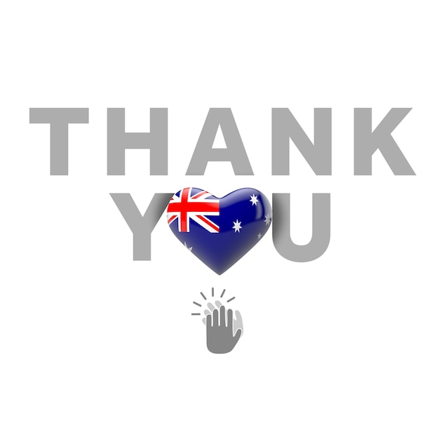 Grazie messaggio con bandiera australia cuore d render