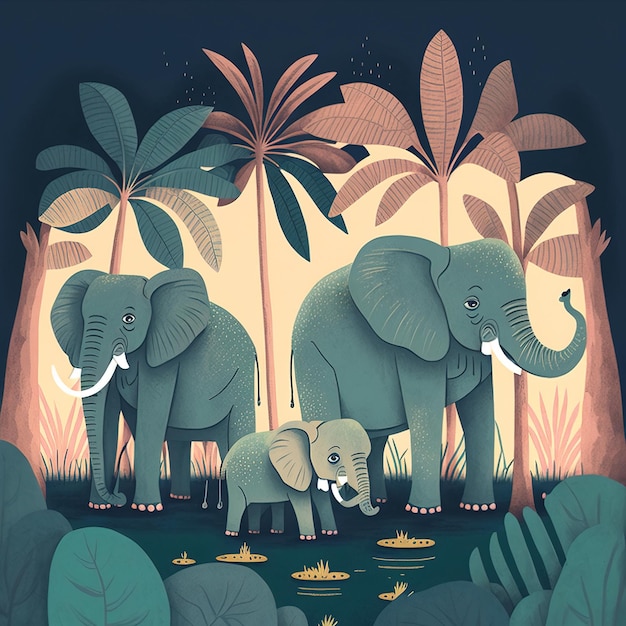 Graziosa illustrazione disegnata a mano di un elefante cartone animato che può essere utilizzato per un libro illustrato per bambini