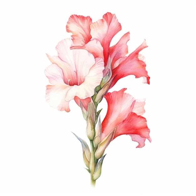 Graziosa immagine ad acquerello che cattura la bellezza di un fiore di gladiolo