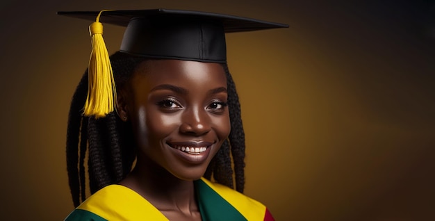 Graziosa laureata femminile africana alla generazione di graduazione AI