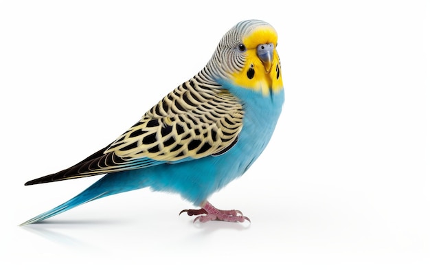 Grazioso Budgerigar su sfondo bianco