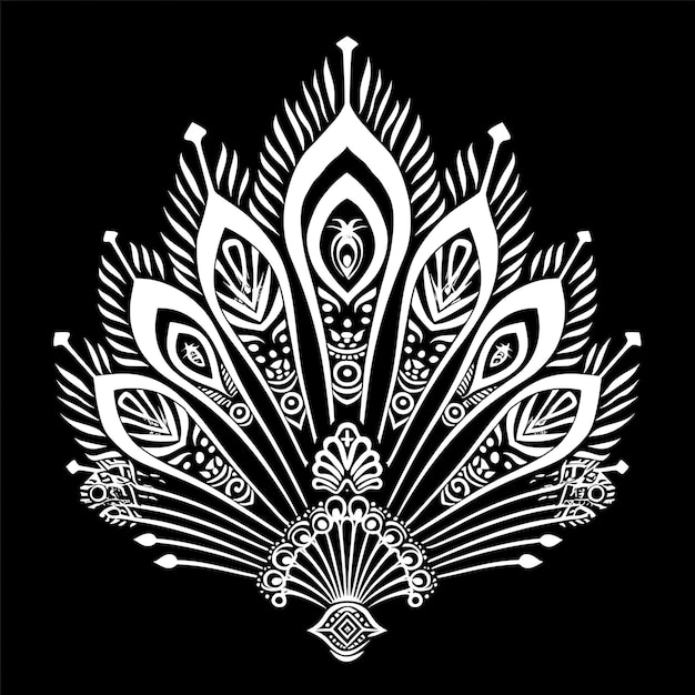 Grazioso logo della tribù del pavone con piume di pavone e disegno creativo del logo del tatuaggio