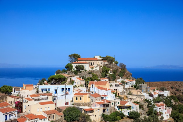 Grecia Isola di Kea Vista panoramica del villaggio di Ioulida