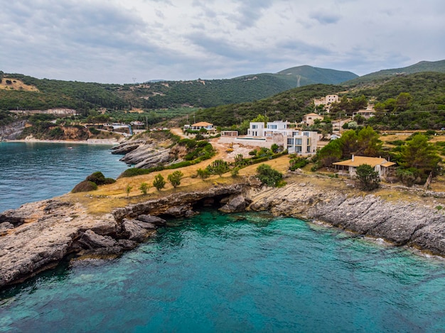 Grecia. Isola di Lefkada. Vista dall'alto della costa del Mar Ionio