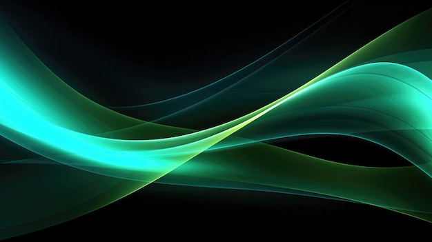 Green Abstract wave business corporate concept design banner AI generativa