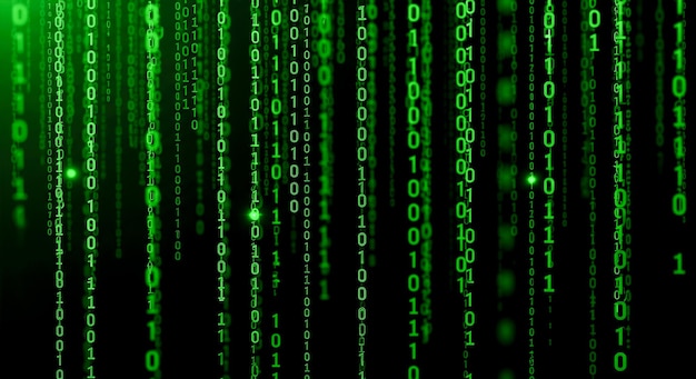 Green binary code background abstract matrix data rain technology concept digital information computer programming cybersecurity futuristic backdrop