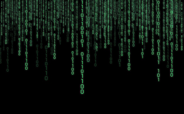 green binary code matrix style background