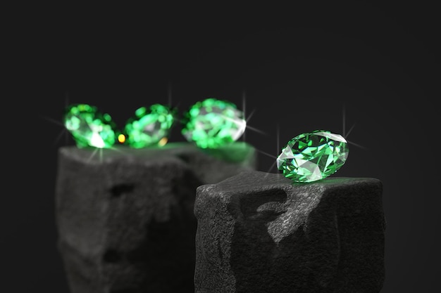 Green Diamond Group su sfondo lucido Soft Focus 3d'illustrazione