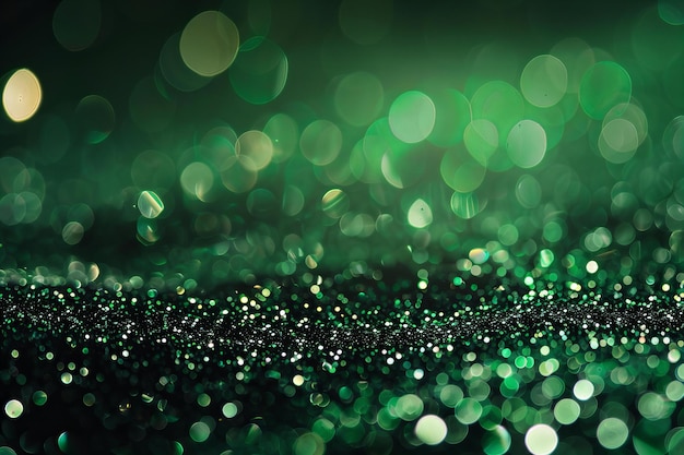 Green Glitter Bokeh Lights su sfondo scuro