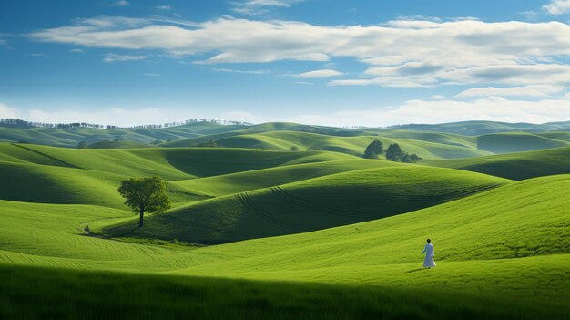 Green Hills on a Field Un paesaggio da sogno Ritratto di paesaggi italiani