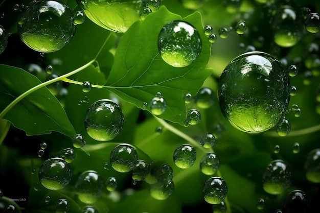 Green Leaf Bubbles AI generativa